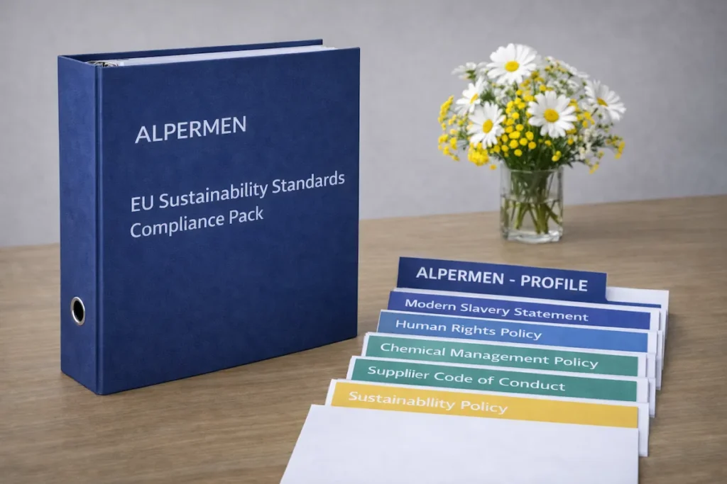 EU compliance and sustainable garment manufacturing for men's and women's suits.